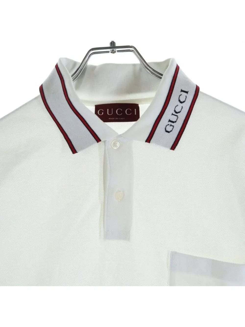 Gucci Collar Logo S Polo Color Short Sleeve Shirt White